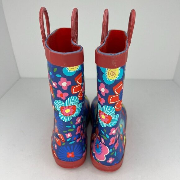 KomforMe Girls Multicolor Floral Rain Boots Mid Top Round Toe Pull On Size 4 - Picture 5 of 9